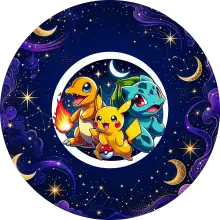 Pokémon Gece Ekibi baskılı pasta şablonu