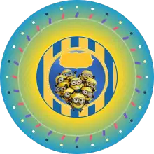 Minion Kutlama Ekibi baskılı pasta şablonu