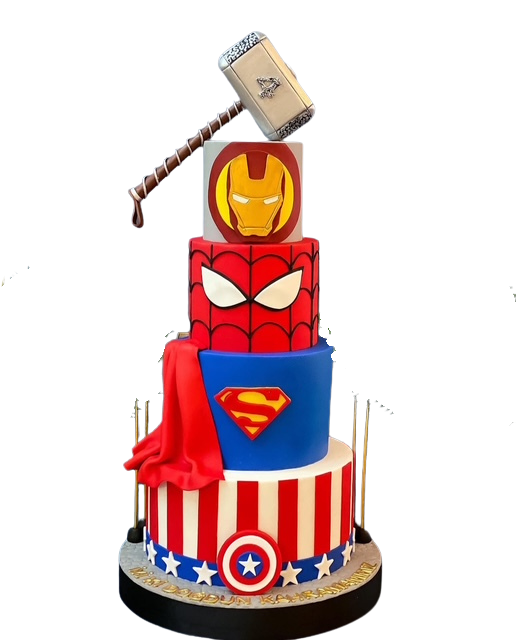 Marvel & DC Süper Kahramanlar Üç Katlı Pasta