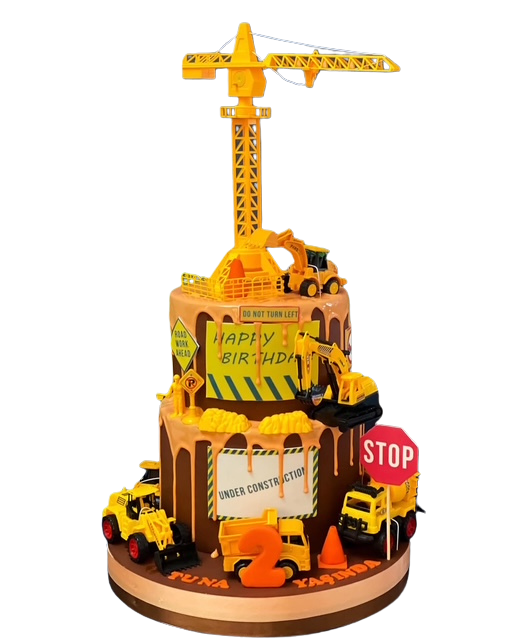 İnşaat Temalı Oyuncaklı Pasta