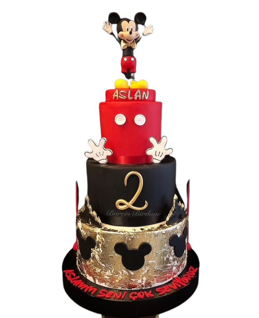 Mickey Mouse Üç Katlı Doğum Günü Pastası