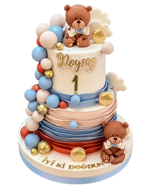 Ayıcık Temalı 1 Yaş Doğum Günü Pastası