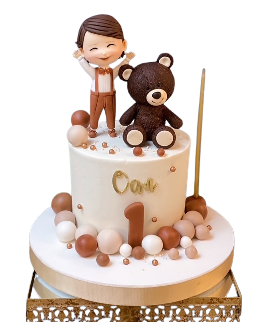 Ayıcık ve Bebek Figürlü Pasta