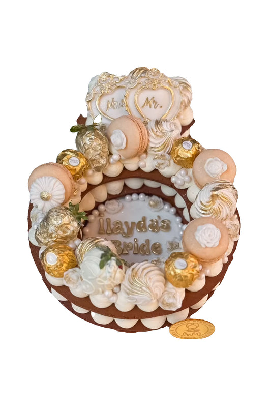 Çikolatalı Yuvarlak Desenli Düğün & Nişan Pastası
