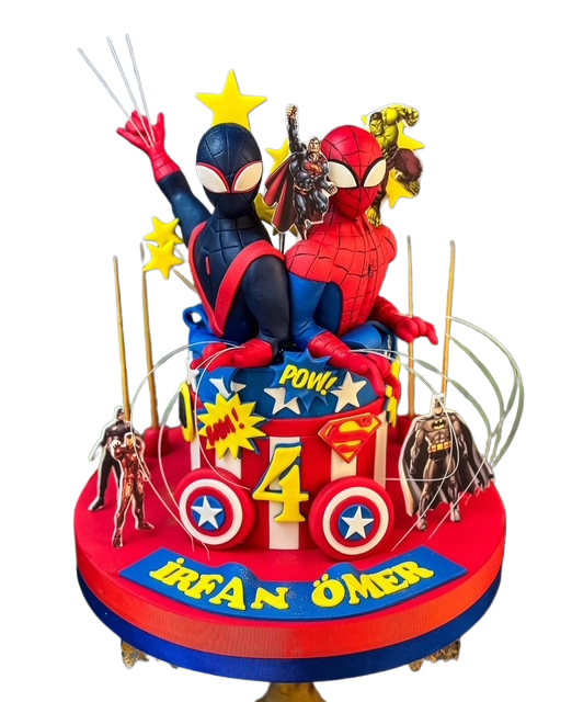 Spider-Man Çift Figürlü Pasta