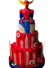 Spider-Man Şehir Silüetli Pasta