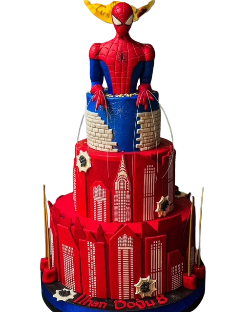 Spider-Man Şehir Silüetli Pasta