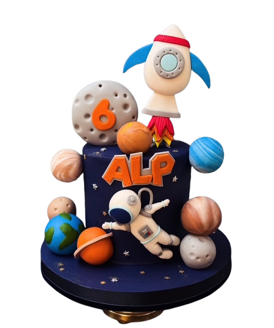 Astronot ve Uzay Temalı Roketli Pasta
