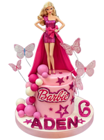 Barbie Bebek Fuşya Simli Pasta