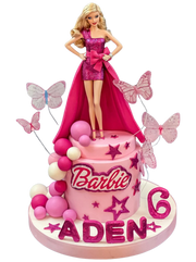 Barbie Bebek Fuşya Simli Pasta