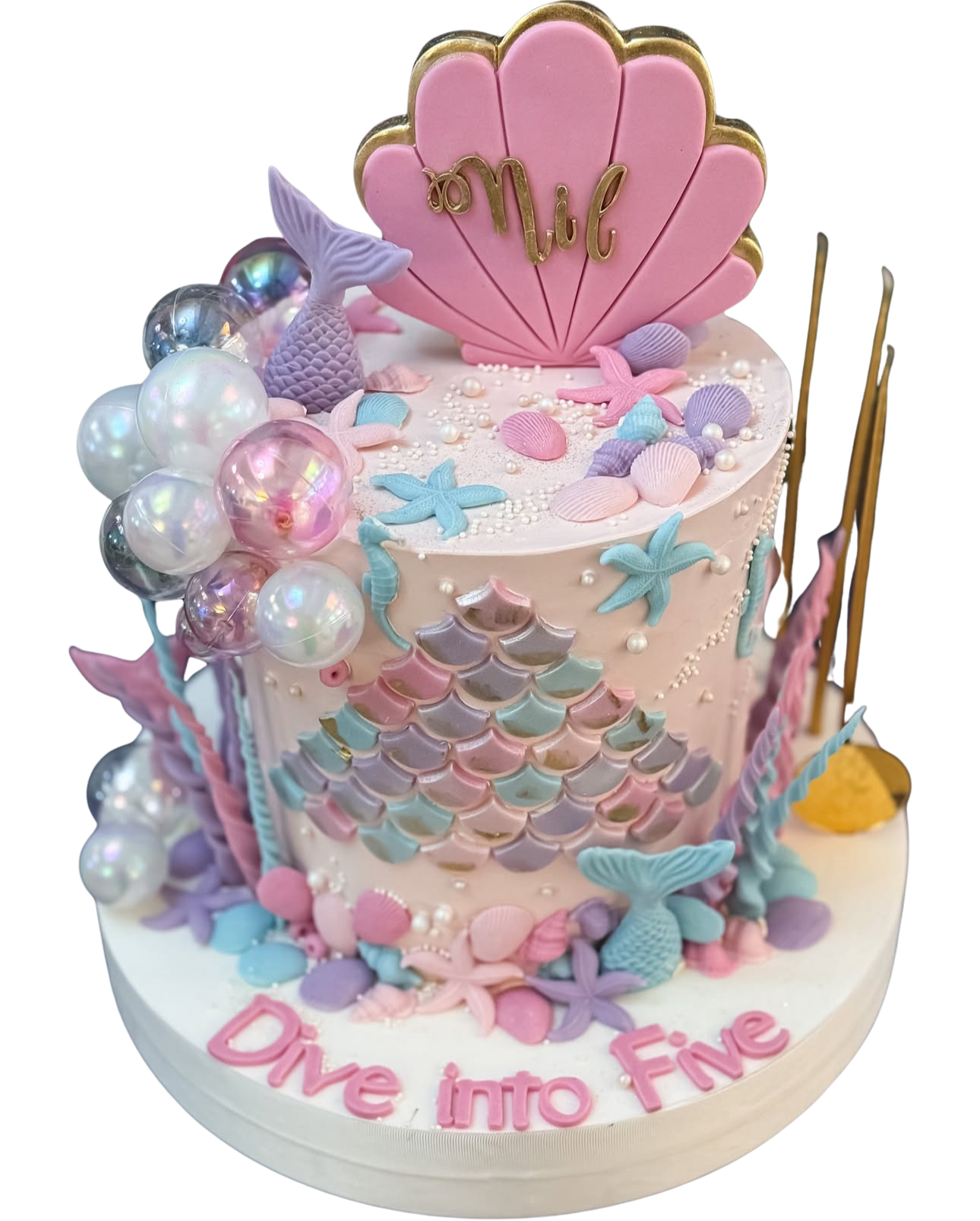 Deniz Kızı Pasta Şeffaf Toplar