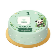 Panda Bambusu Temalı 1 Yaş Fotoğraflı Baskılı Pasta