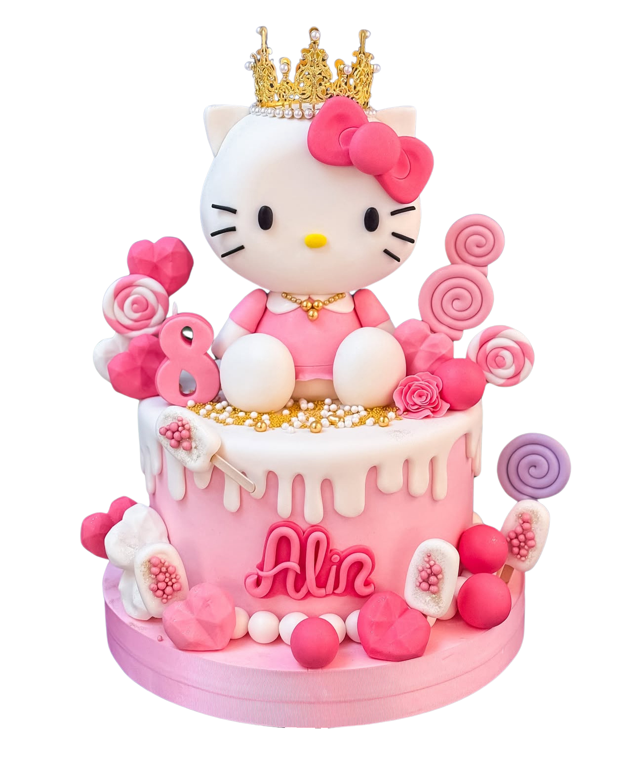 Hello Kitty Altın Taçlı Pasta