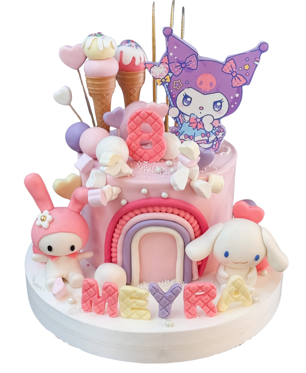 Kuromi MyMelody ve Cinnamoroll Pasta