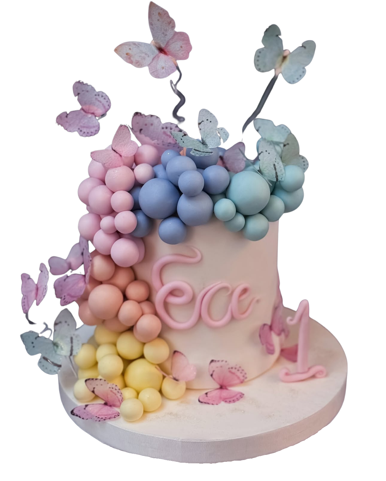 Pastel Toplar ve Kelebekler Pasta