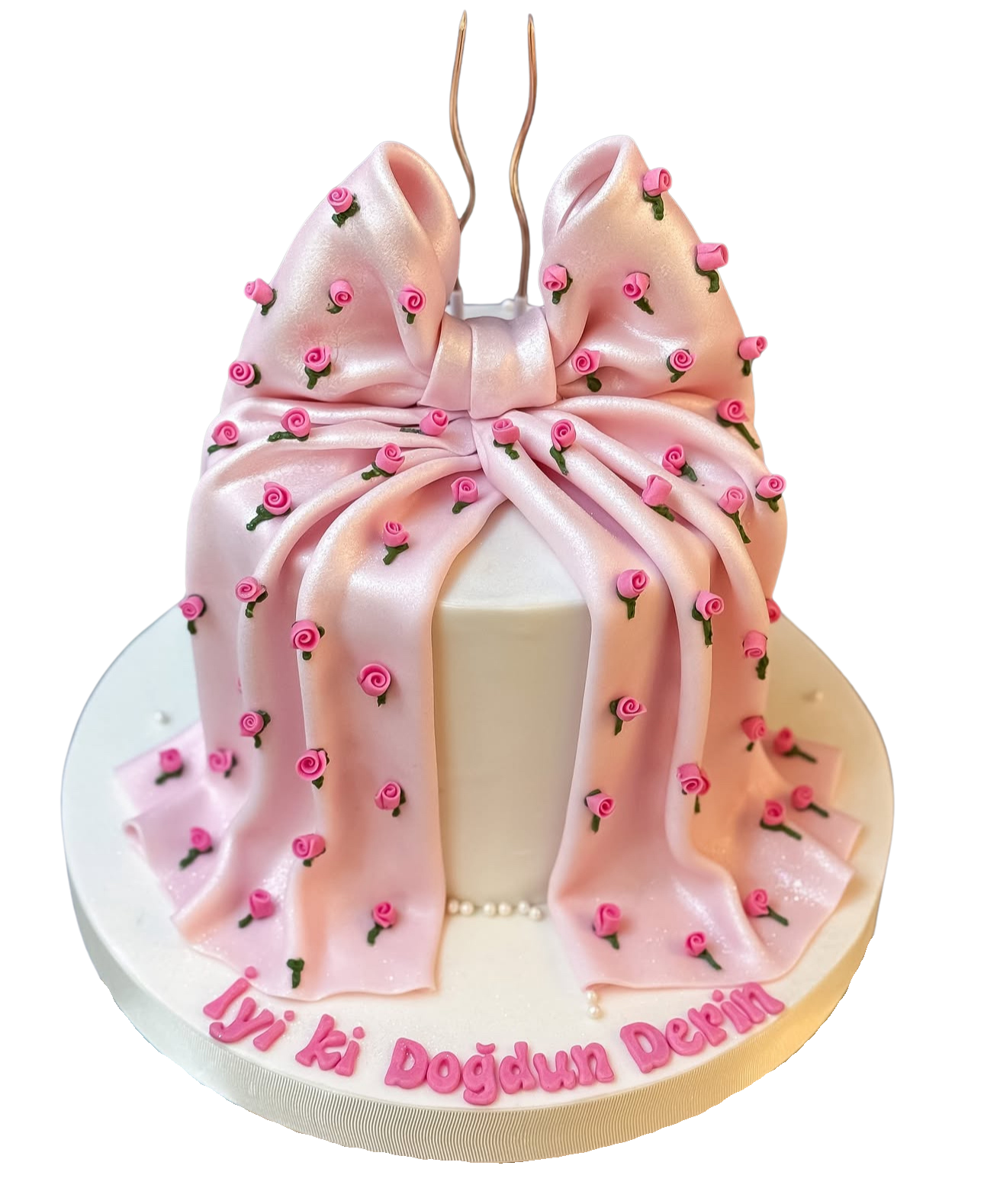 Pembe Fiyonk ve Mini Güller Pasta