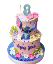 Stitch ve Soft Çiçekler Pasta