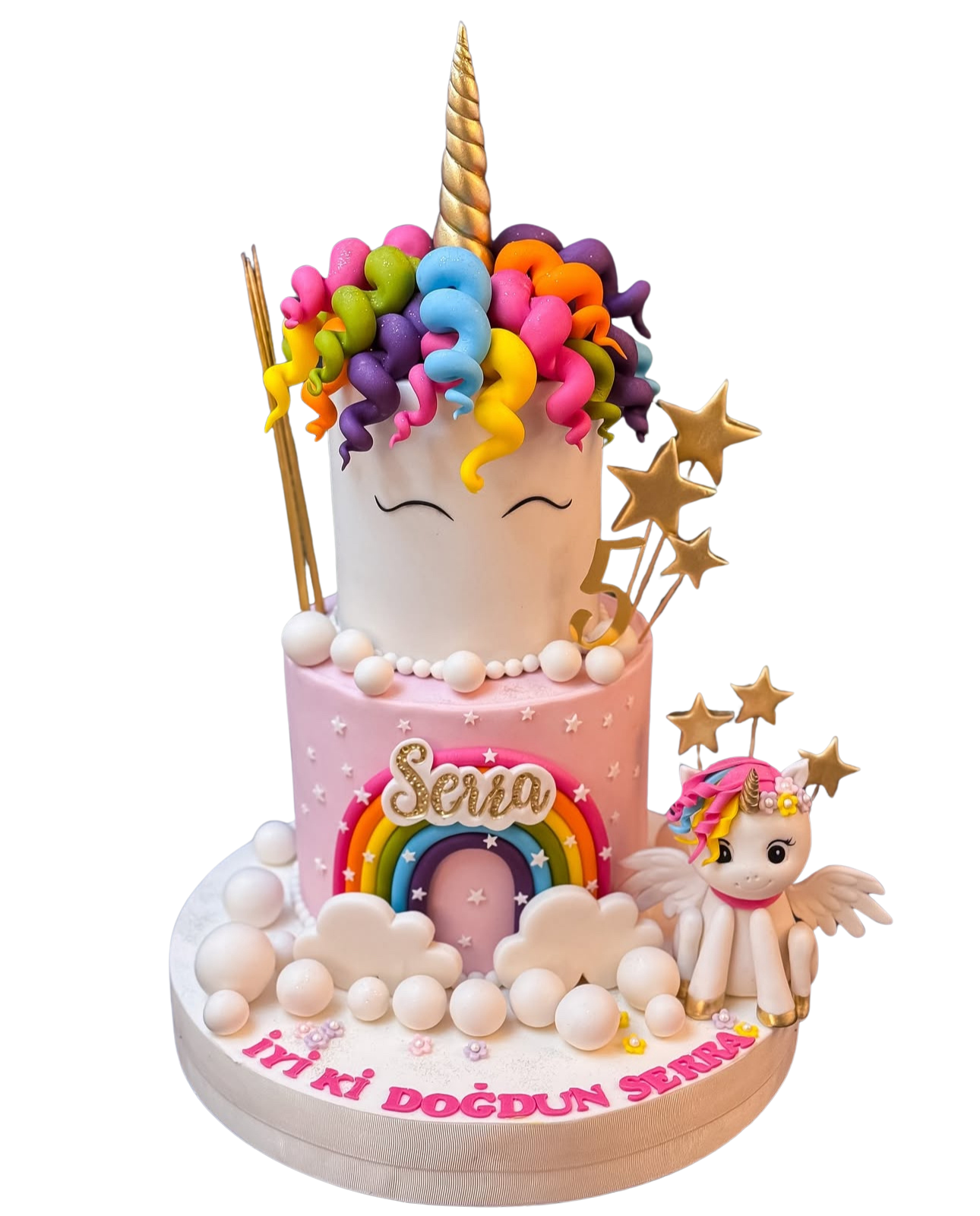 Unicorn Kıvırcık Saç Pasta