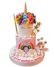 Unicorn Kıvırcık Saç Pasta