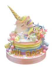 Unicorn ve Pastel Dalgalar Pasta