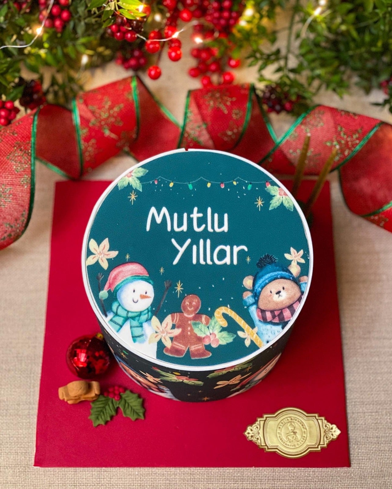 🎄 Baskılı Mutlu Yıllar Yeni Yıl Pastası