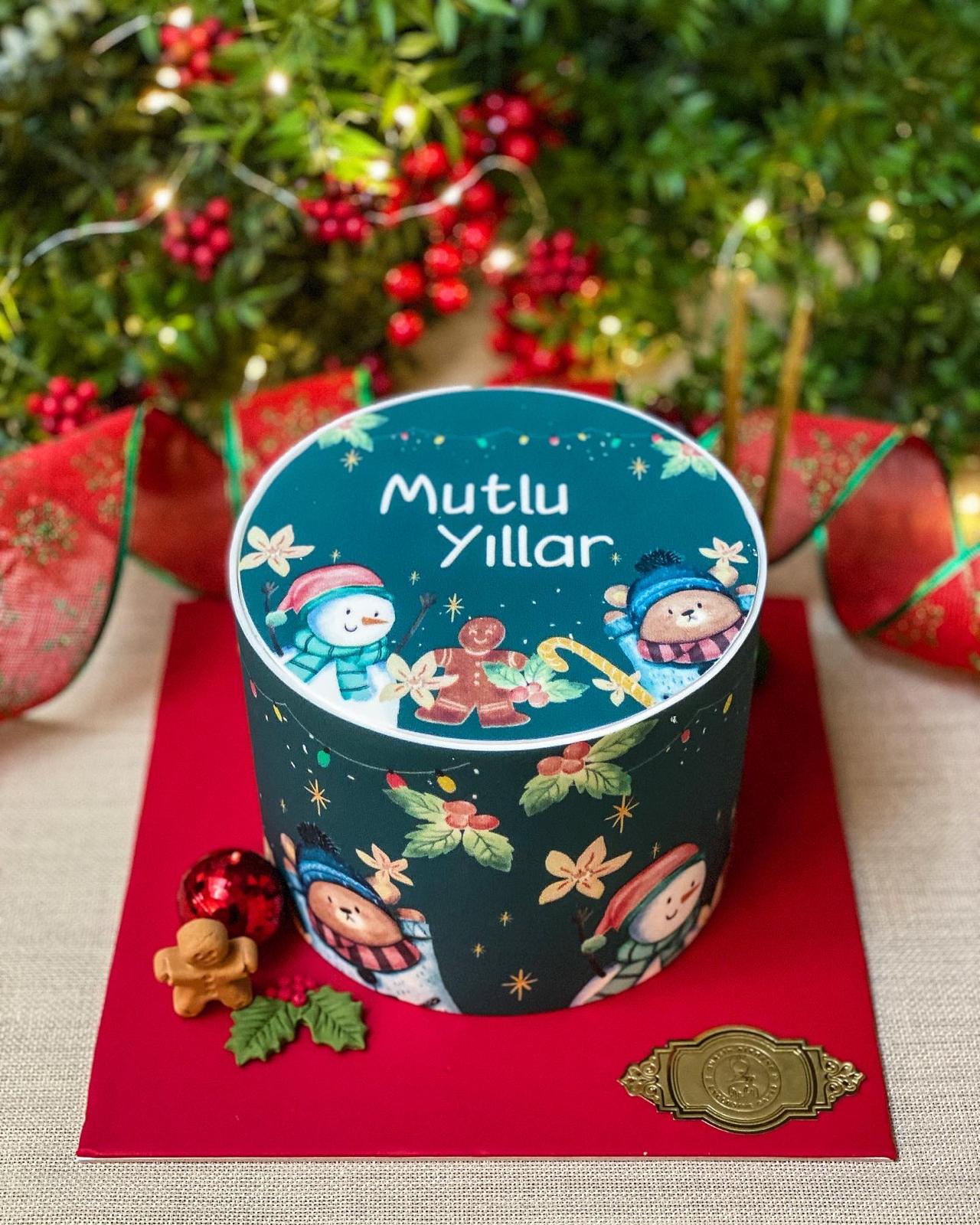 🎄 Baskılı Mutlu Yıllar Yeni Yıl Pastası