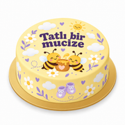 Arının Tatlı Müjdesi Baby Shower baskılı pasta
