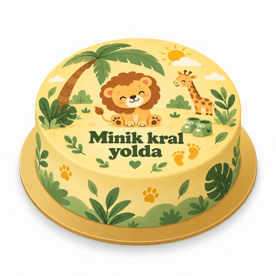 Aslanın Safari Partisi · Baby Shower Baskılı Pasta