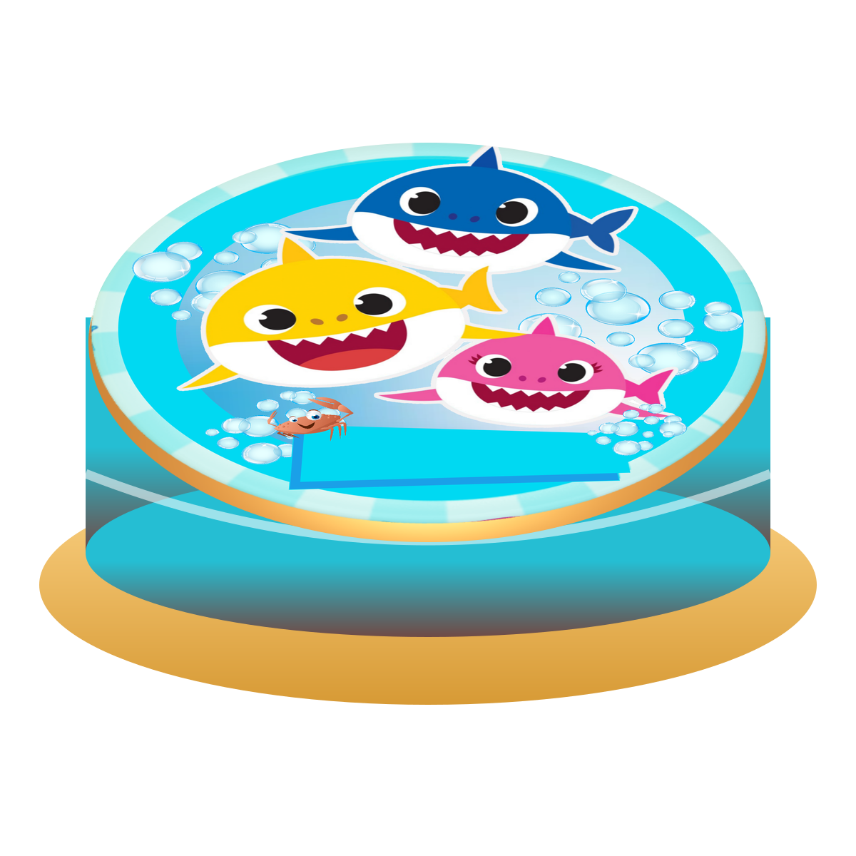 Baby Sharks şeffaf arka planlı 3D pasta görünümü