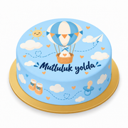 Balonla Gelen Mutluluk Baby Shower baskılı pasta