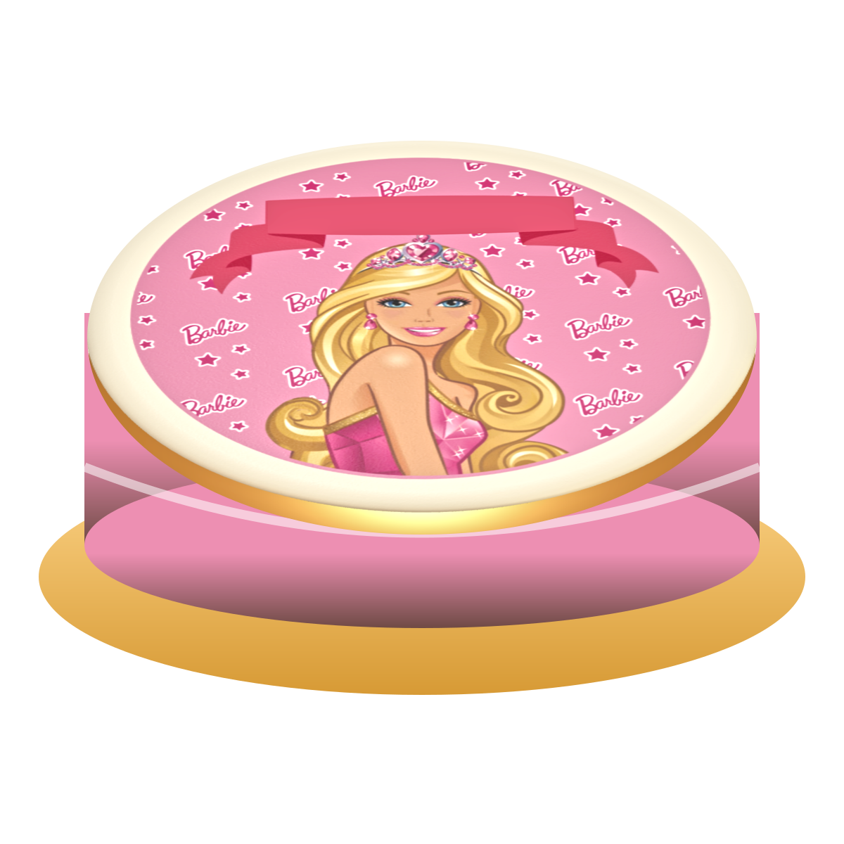 Barbie şeffaf arka planlı 3D pasta görünümü