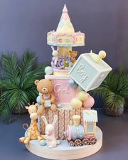 Atlıkarınca ve Oyuncaklı Pastel Baby Shower Pastası