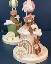 Ayıcık ve Gökkuşağı İkili Baby Shower Pastası