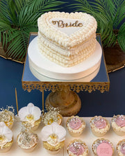 Beyaz Kalp Bride Pastası ve Kurabiye Seti