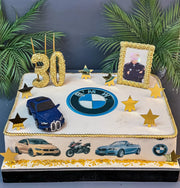 BMW ve Altın Yıldızlı Dikdörtgen Pasta