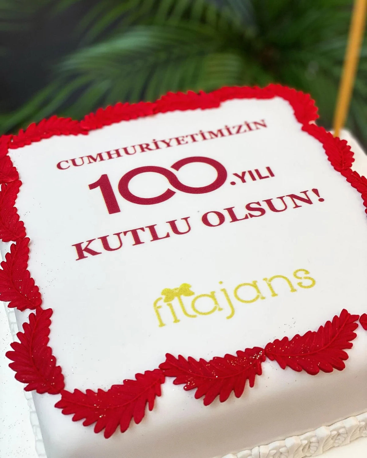 Cumhuriyetin 100. Yılı Logolu Dikdörtgen Pasta