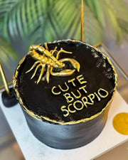 Cute but Scorpio Yazılı Siyah Pasta