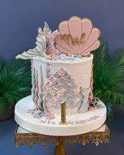 Deniz Kabuğu ve Pastel Pul Desenli Pasta