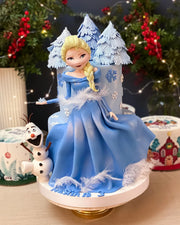 Elsa ve Olaflı Mavi Elbise Pastası