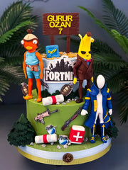 Fortnite Karakterli Yeşil 7 Yaş Pastası