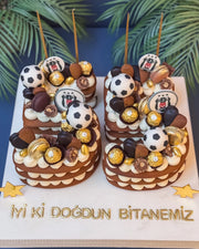 Futbol Toplu ve Çikolatalı 35 Rakam Pastası