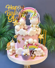 Gökkuşağı ve Unicorn Figürlü Pastel Pasta