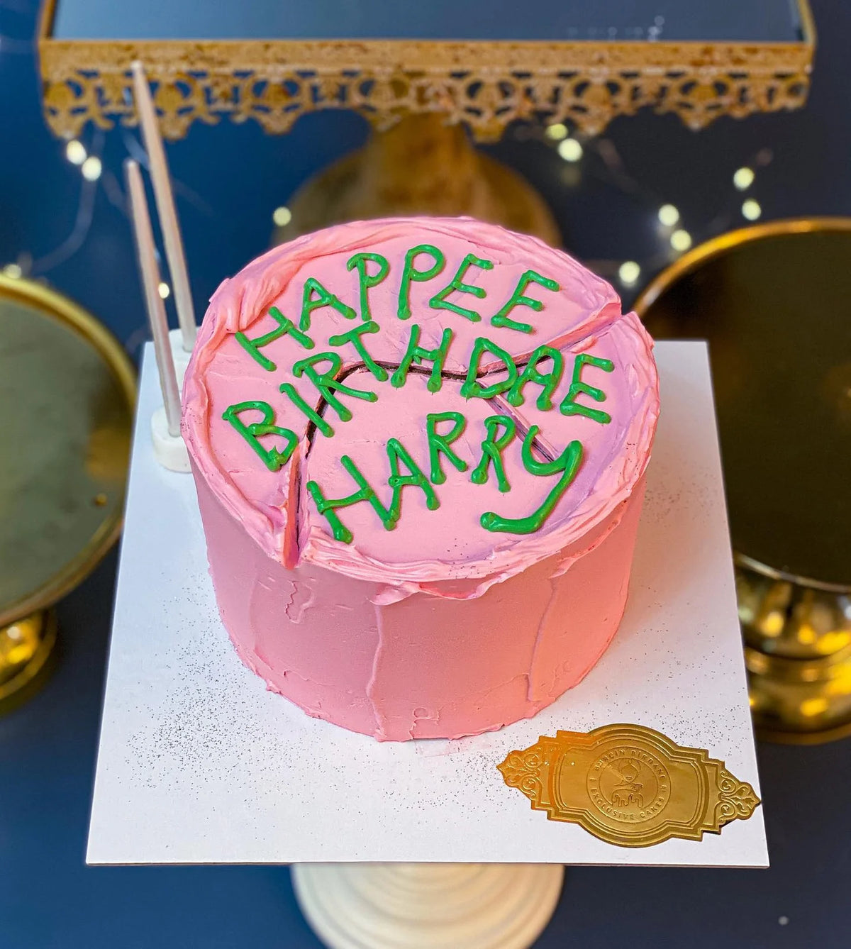 Happee Birthdae Harry Yazılı Pembe Pasta