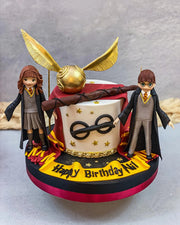 Harry ve Hermione Figürlü Altın Snitch Pastası