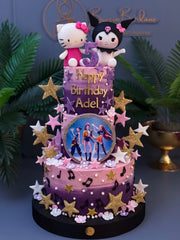 Hello Kitty Kuromi ve K-Pop İki Katlı Pasta