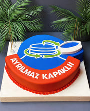 Kapak Logolu Kırmızı Mavi Kurumsal Pasta