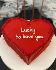 Kırmızı Kalp Lucky to Have You Pastası