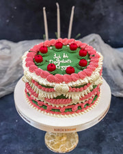 Kırmızı Yeşil Vintage İyi ki Doğdun Pastası