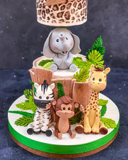 Leopar Desenli Safari Hayvanları Pastası
