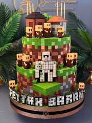 Minecraft Karakterli İki Katlı Pasta